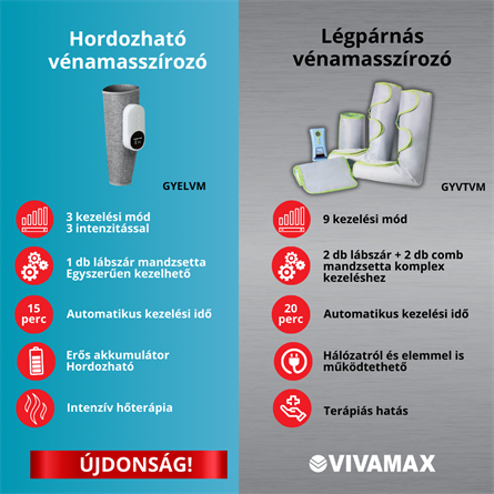 Hordozható légpárnás vénamasszírozó